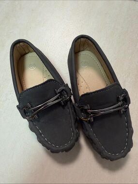 Baby Dark grey Slip-On Driving Loafers with Metal Bit
